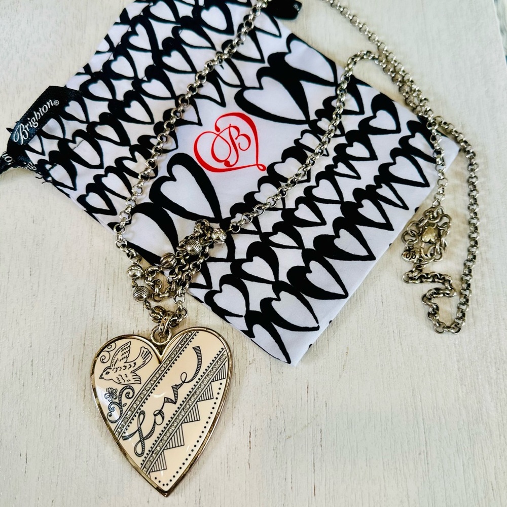 Brighton Love Heart Necklace with Cream and Black Accents